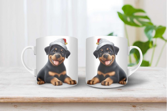 rottweiler mintás karácsonyi bögre 2
