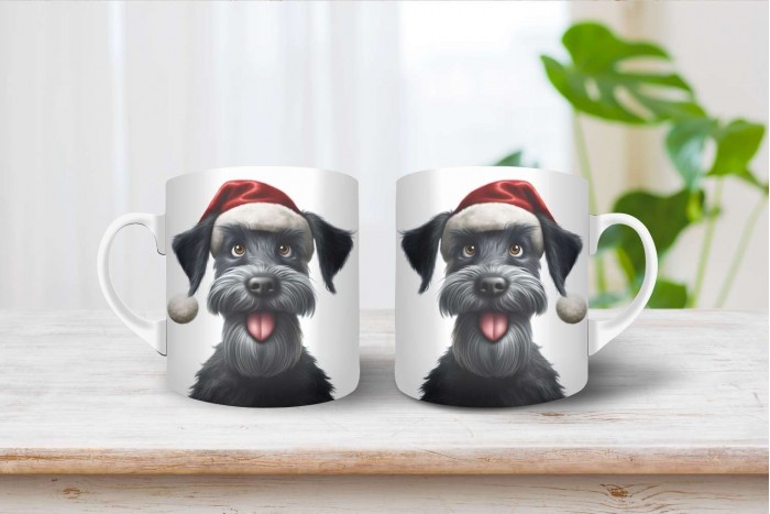schnauzer mintás karácsonyi bögre 2