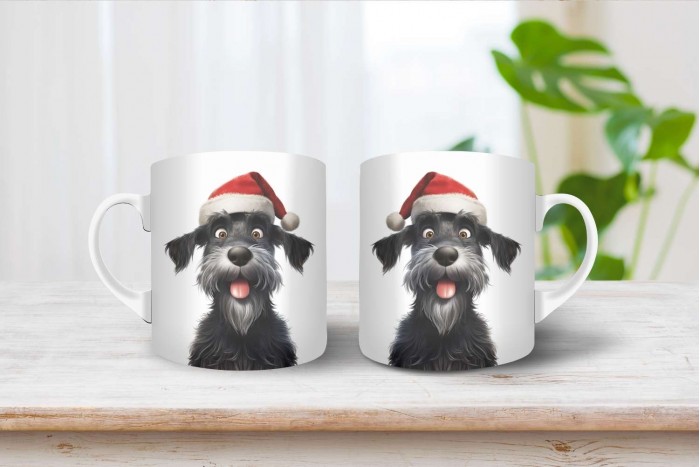 schnauzer mintás karácsonyi bögre 2