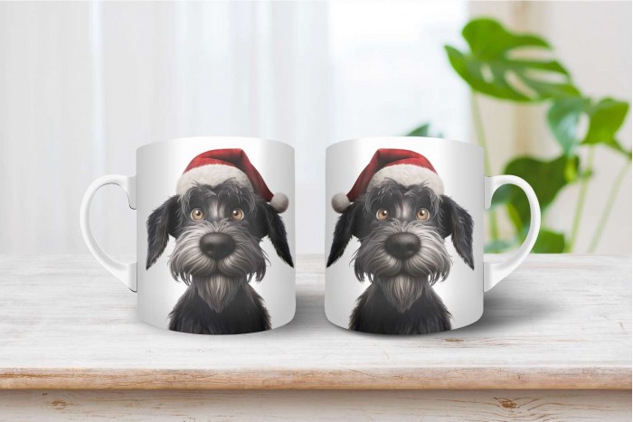 schnauzer mintás karácsonyi bögre 2