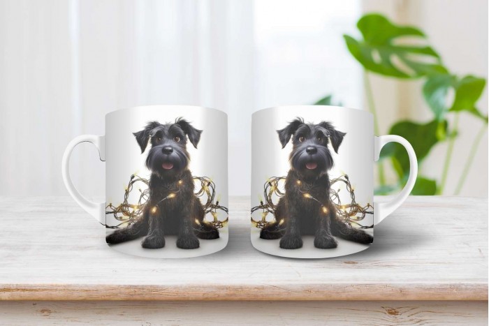 schnauzer mintás karácsonyi bögre 2