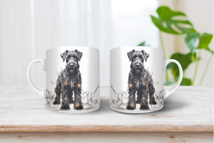 schnauzer mintás karácsonyi bögre 2