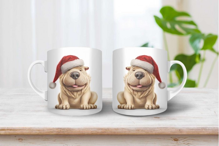 shar pei mintás karácsonyi bögre 2