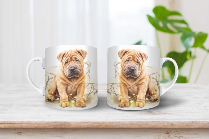 shar pei mintás karácsonyi bögre 2