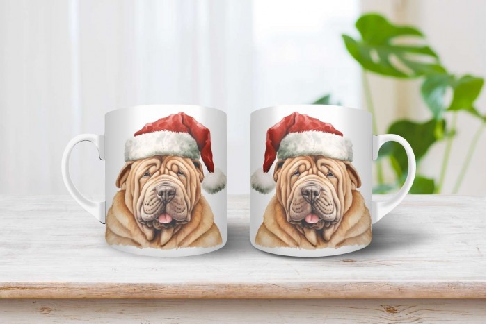 shar pei mintás karácsonyi bögre 2
