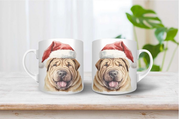 shar pei mintás karácsonyi bögre 2