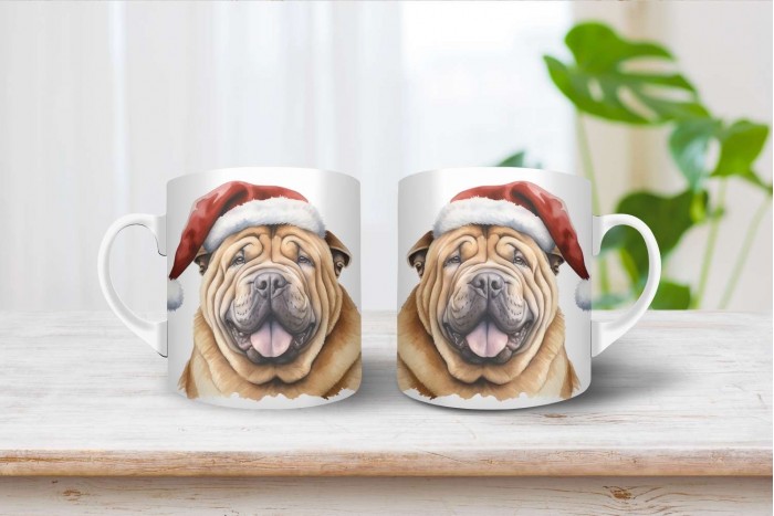 shar pei mintás karácsonyi bögre 2
