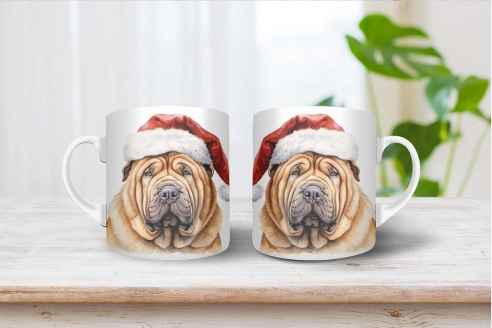shar pei mintás karácsonyi bögre 2