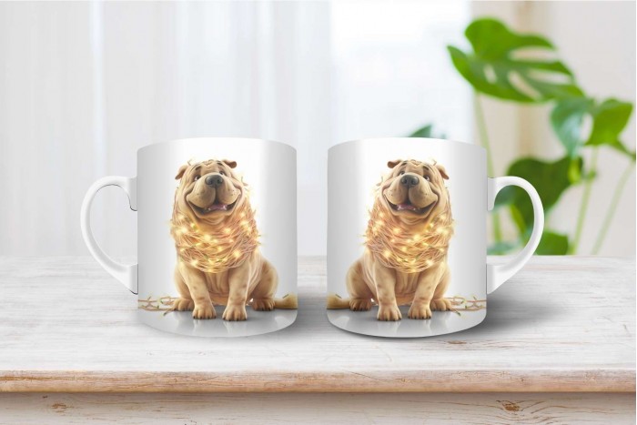 shar pei mintás karácsonyi bögre 2