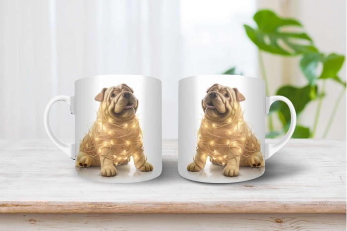 shar pei mintás karácsonyi bögre 2