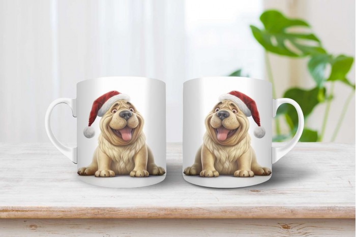 shar pei mintás karácsonyi bögre 2