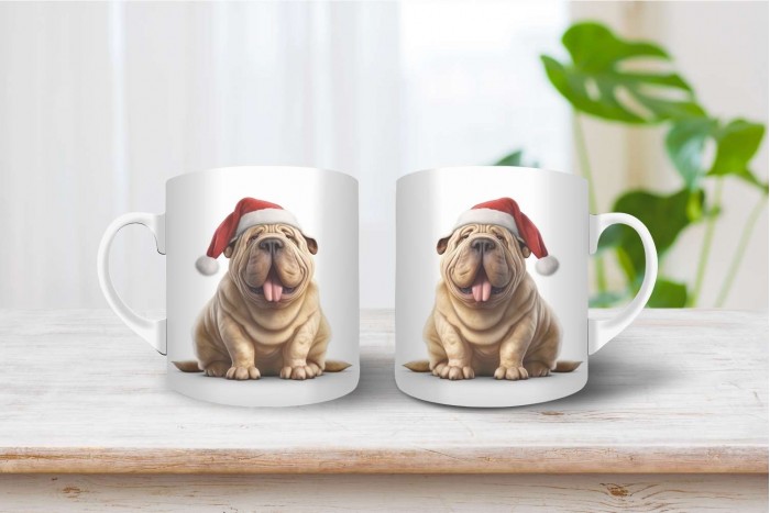shar pei mintás karácsonyi bögre 2