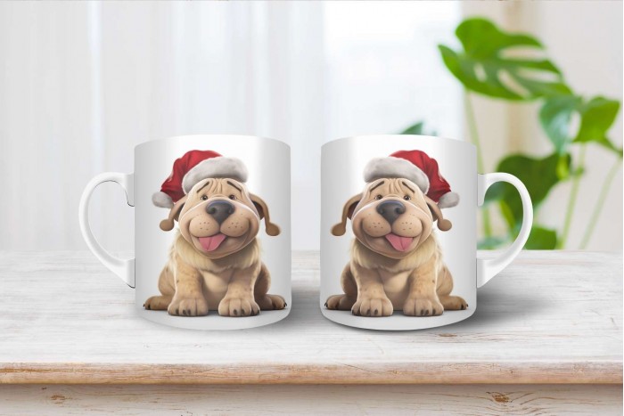 shar pei mintás karácsonyi bögre 2