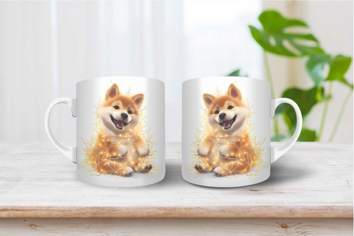 shiba inu mintás karácsonyi bögre 2