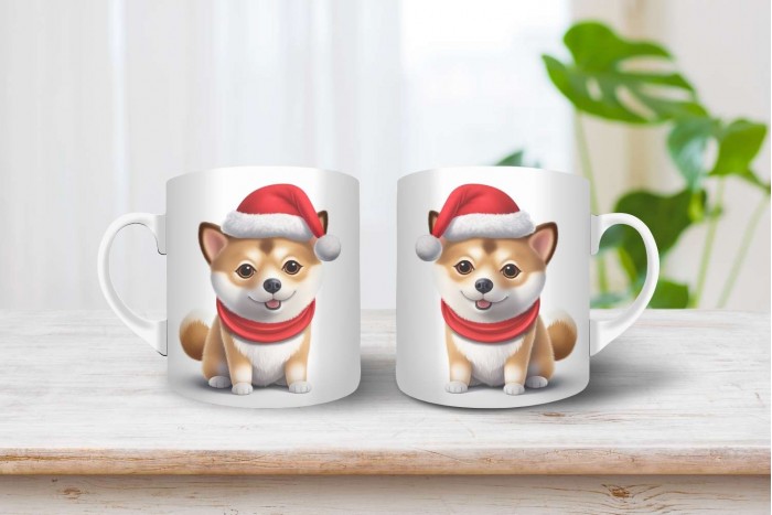 shiba inu mintás karácsonyi bögre 2
