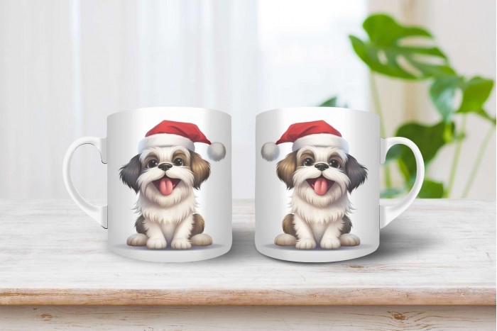 shih-tzu mintás karácsonyi bögre 2