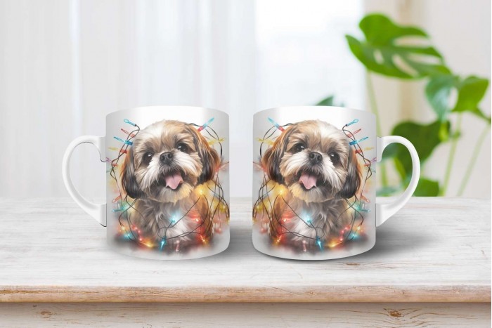 shih-tzu mintás karácsonyi bögre 2