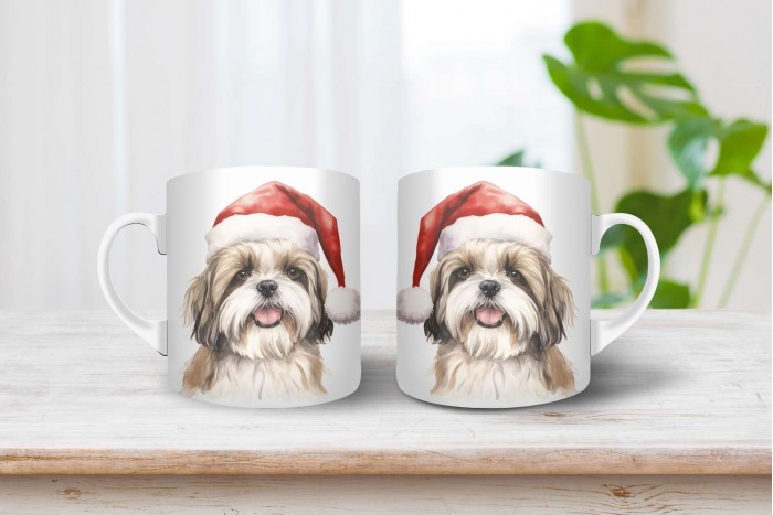 shih-tzu mintás karácsonyi bögre 2