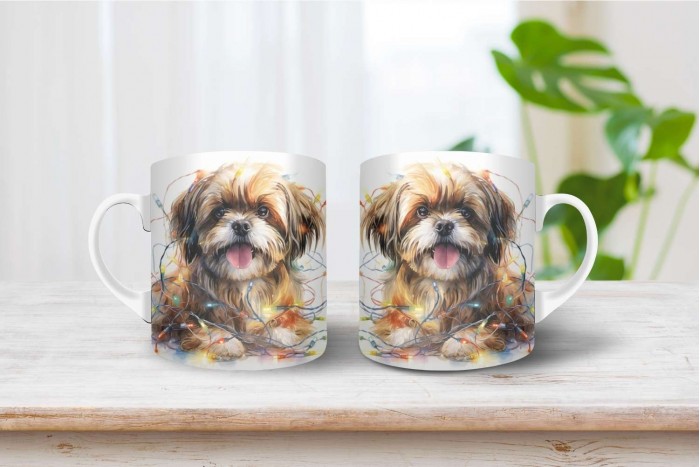 shih-tzu mintás karácsonyi bögre 2
