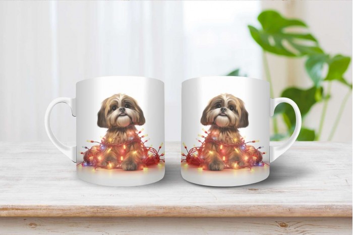 shih-tzu mintás karácsonyi bögre 2