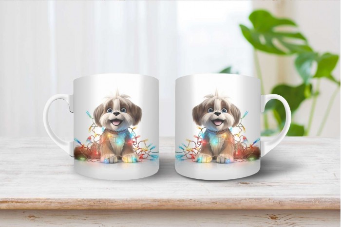 shih-tzu mintás karácsonyi bögre 2