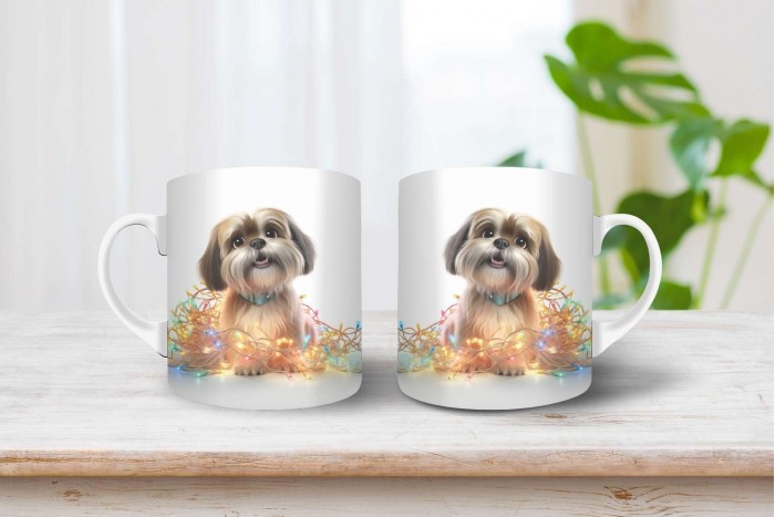 shih-tzu mintás karácsonyi bögre 2