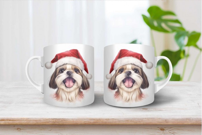 shih-tzu mintás karácsonyi bögre 2