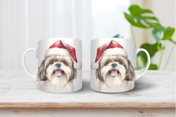 shih-tzu mintás karácsonyi bögre 2