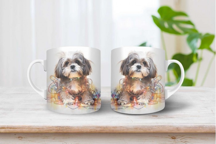 shih-tzu mintás karácsonyi bögre 2