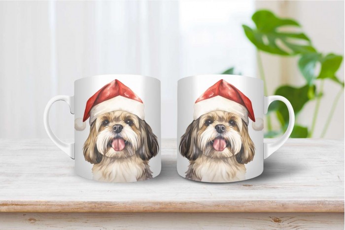 shih-tzu mintás karácsonyi bögre 2