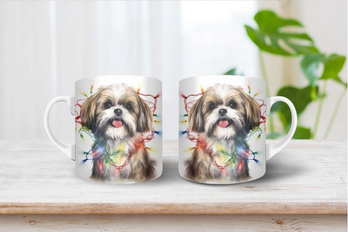 shih-tzu mintás karácsonyi bögre 2