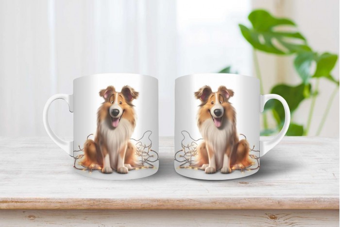 skót juhászkutya mintás karácsonyi bögre 2