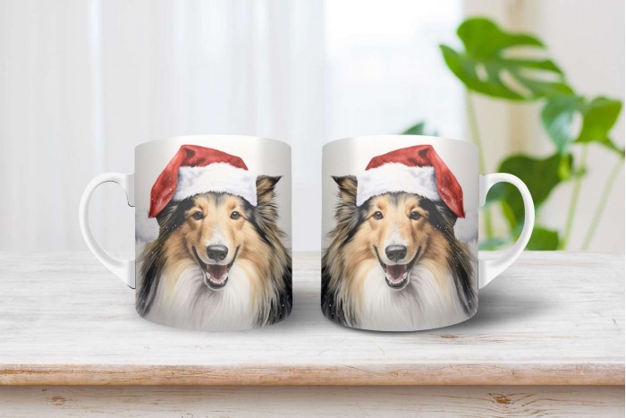 skót juhászkutya mintás karácsonyi bögre 2