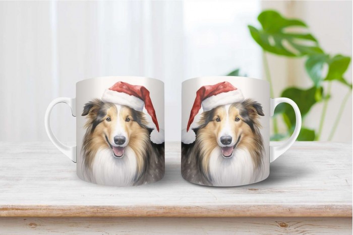 skót juhászkutya mintás karácsonyi bögre 2