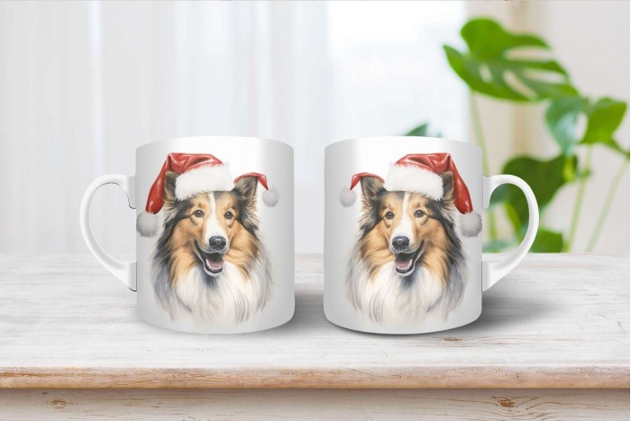 skót juhászkutya mintás karácsonyi bögre 2