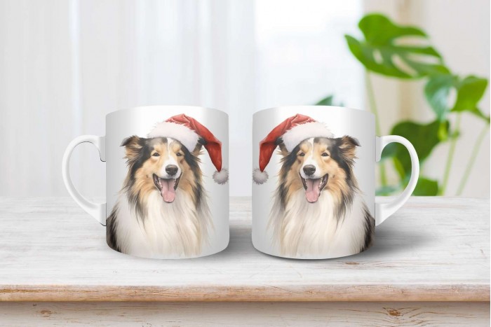 skót juhászkutya mintás karácsonyi bögre 2