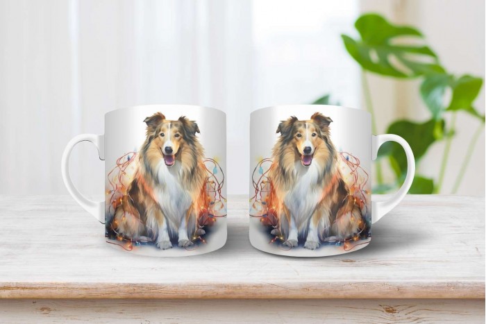 skót juhászkutya mintás karácsonyi bögre 2