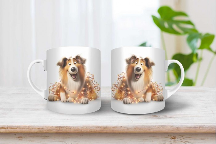 skót juhászkutya mintás karácsonyi bögre 2