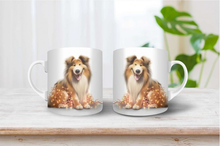 skót juhászkutya mintás karácsonyi bögre 2