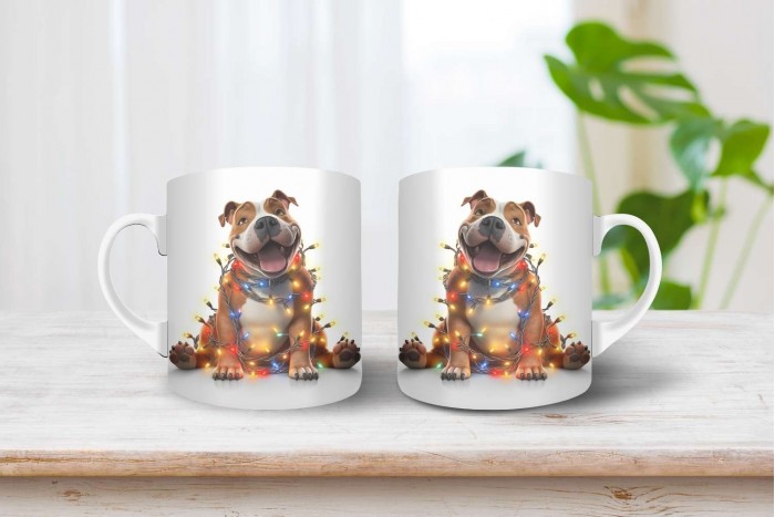 staffordshire bullterrier mintás karácsonyi bögre 2