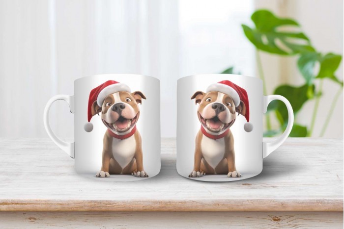 staffordshire bullterrier mintás karácsonyi bögre 2