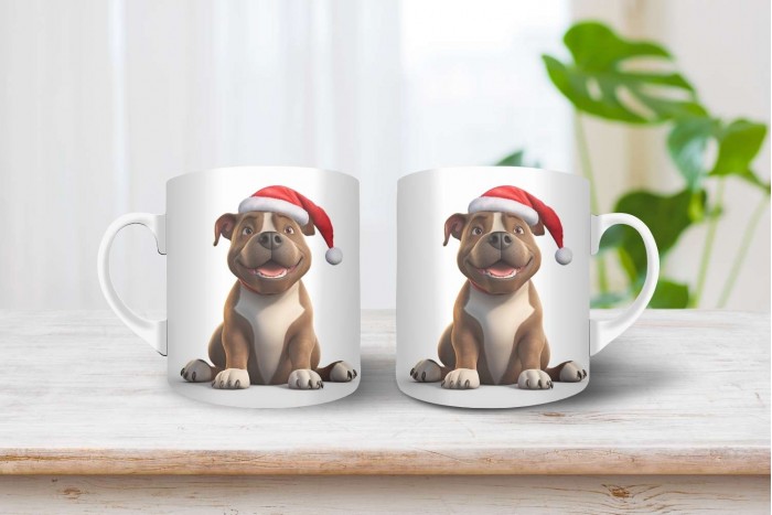 staffordshire bullterrier mintás karácsonyi bögre 2