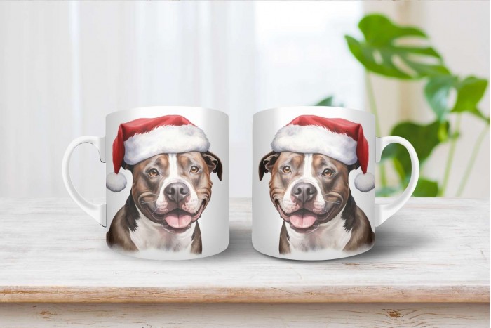 staffordshire bullterrier mintás karácsonyi bögre 2