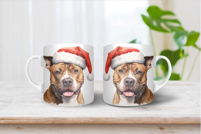 staffordshire bullterrier mintás karácsonyi bögre 2