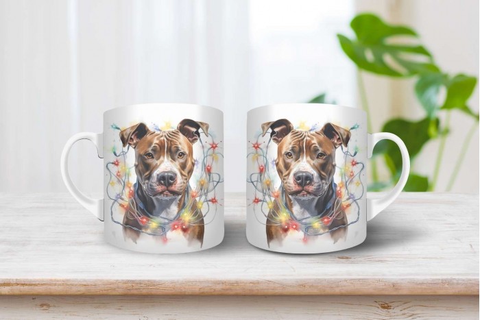 staffordshire bullterrier mintás karácsonyi bögre 2