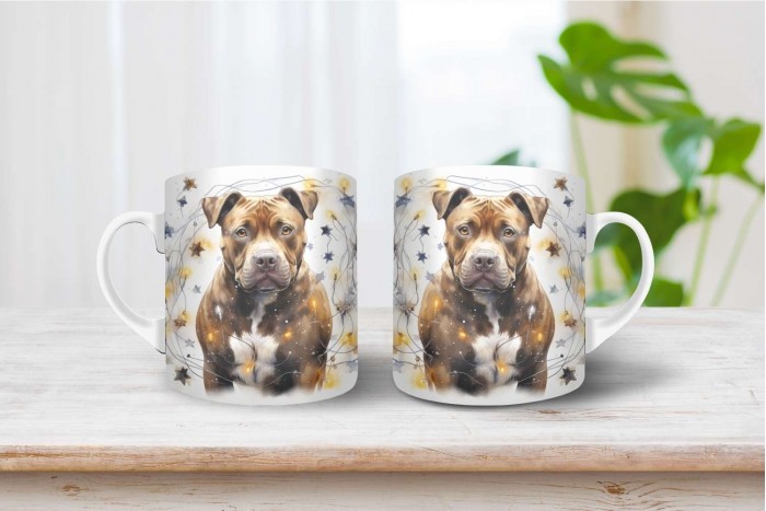 staffordshire bullterrier mintás karácsonyi bögre 2