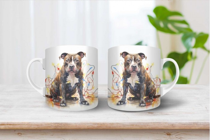 staffordshire bullterrier mintás karácsonyi bögre 2