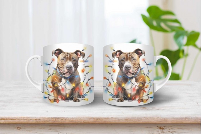 staffordshire bullterrier mintás karácsonyi bögre 2