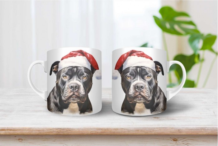 staffordshire bullterrier mintás karácsonyi bögre 2
