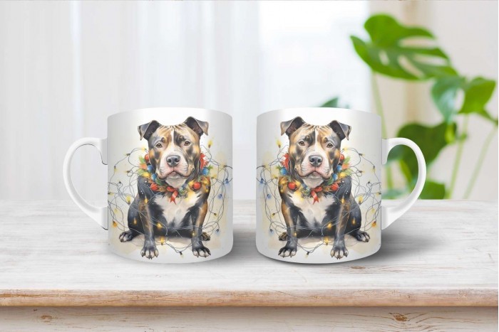 staffordshire bullterrier mintás karácsonyi bögre 2